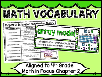 Preview of Math Vocabulary Cards Aligned to 4th Grade Math in Focus ~ Chapter 2
