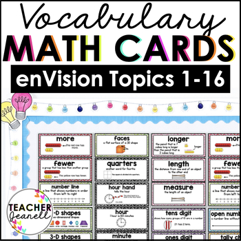 Preview of Math Vocabulary Cards (enVision Math First Grade Topics 1-16 Supplement)