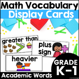 Kindergarten Math Vocabulary Wall Cards Tier 2 Academic Wo
