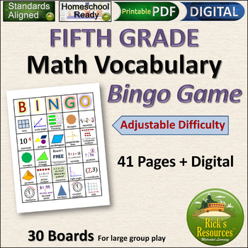 5th grade math vocabulary teaching resources teachers pay teachers