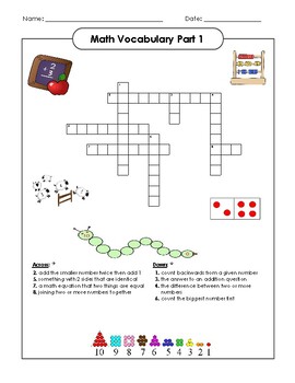 Math Vocabulary Crossword Edition 1 by Anabell Miller | TpT