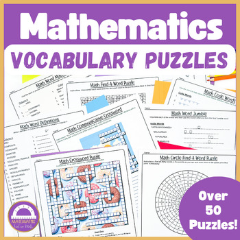 Preview of End of Year Summer Review Math Vocabulary Crossword Puzzles