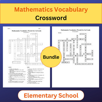 Preview of Math Vocabulary | Crossword Puzzles Activities | Elementary level (K-5) | Bundle