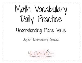 Preview of Math Vocabulary Daily Practice- Understanding Place Value 