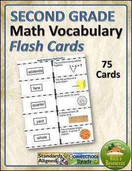 Preview of Math Vocabulary Activity Flash Cards 2nd Grade