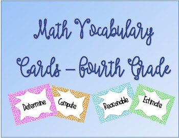 Preview of Math Vocabulary - Fourth Grade SAMPLE