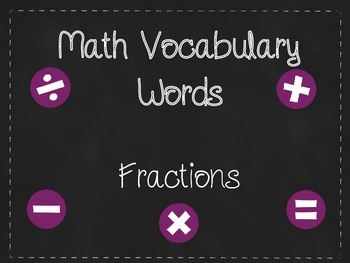 Preview of Math Vocabulary - Fractions