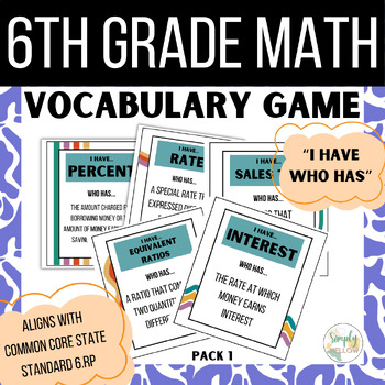 Preview of Math Vocabulary Activity - "I Have, Who Has" Game (Pack 1)