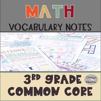 Preview of Math Vocabulary Notebook | 3rd Grade Common Core Printable