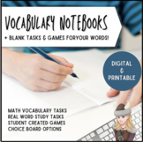 Math Vocabulary Notebook & Activity Templates: Digital & p