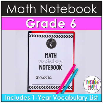 Preview of Math Vocabulary Notebook Grade 6