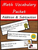 Math Vocabulary Unit - Addition & Subtraction