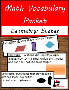 Preview of Math Vocabulary Unit - Geometry: Shapes