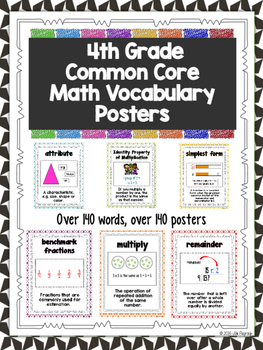Preview of Math Vocabulary Posters (Common Core 4th Grade)