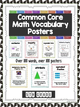 Preview of Math Vocabulary Posters (Common Core 5th Grade)