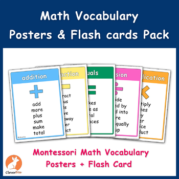 Preview of Math Vocabulary Posters & Flashcards- Montessori- Autism Visual Aid-Special Need