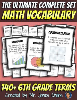 Preview of Math Word Wall Vocabulary Posters: Grade 6 - the Ultimate Set with 140+ Terms!