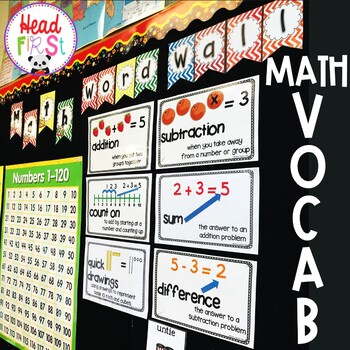 Preview of Math Vocabulary Posters and FlashCards for Kindergarten and 1st Grade