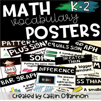 Preview of Math Vocabulary Posters for the K-2 Classroom {EDITABLE}