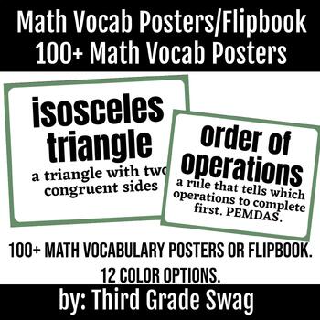 Preview of Math Vocabulary Posters or Flip Book | 100+ Posters
