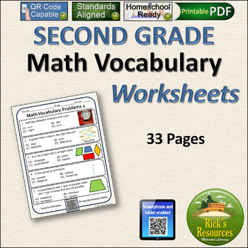 math vocabulary activity worksheets 2nd grade by rick s resources