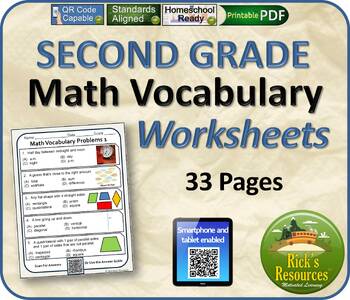 math vocabulary activity worksheets 2nd grade by rick s resources