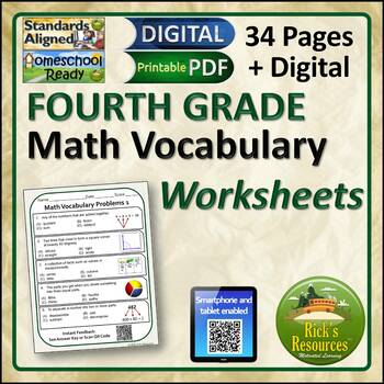 math vocabulary activity worksheets 4th grade print and digital versions
