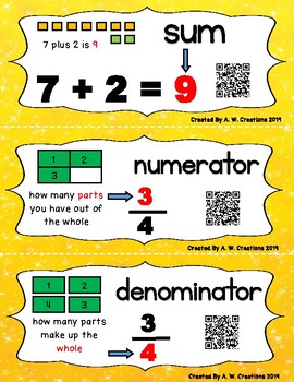 Preview of Math Vocabulary QR Code Cards - 2nd Grade