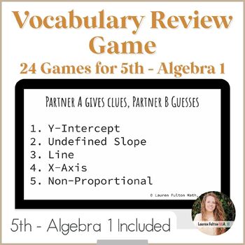 Preview of Math Vocabulary Review Game for 5th, 6th, 7th, 8th Grade & Algebra 1