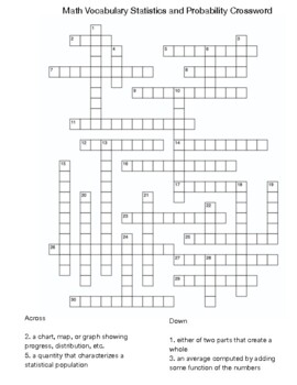 Preview of Math Vocabulary Statistics and Probability Crossword