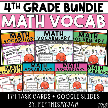 Preview of Math Vocabulary Task Card Bundle | 4th Grade Terms