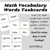 Math Vocabulary Task Cards