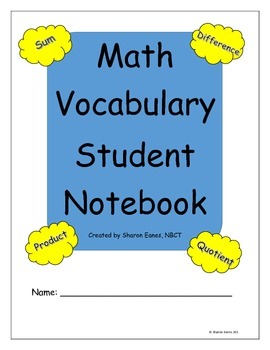 Preview of Math Vocabulary Template