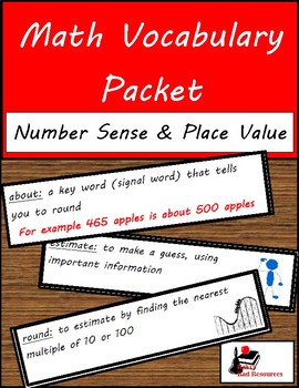 Preview of Math Vocabulary Unit - Number Sense and Place Value