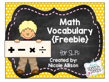 Preview of Math Vocabulary Visual for the SLP Freebie