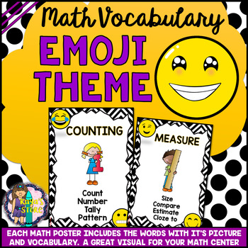 Preview of Math Wall Vocabulary Posters Emoji Series (MATH CENTER)