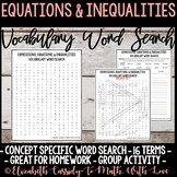 Math Vocabulary Word Search - Equations & Inequalities Uni