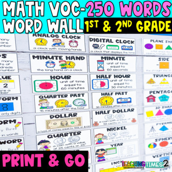 2nd Grade Math Word Wall Vocabulary Cards  Math words, Math word walls,  2nd grade math