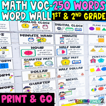 Preview of Math Vocabulary Word Wall Cards - 1st & 2nd Grade