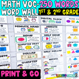 Math Vocabulary Word Wall Cards - 1st & 2nd Grade