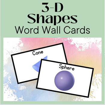 Preview of Math Vocabulary Word Wall Cards 3 dimensional figures Kindergarten resources