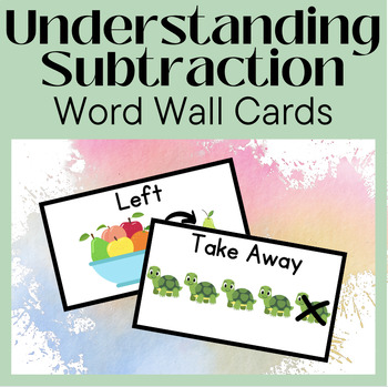 Preview of Math Vocabulary Word Wall Cards Understanding Subtraction Kindergarten resources