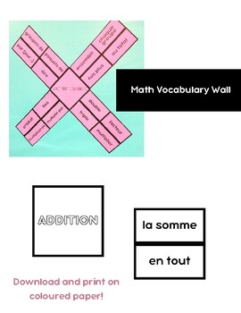 Preview of Math Vocabulary Word Wall - FRENCH