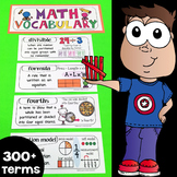 Math Vocabulary Word Wall & Interactive Notebook Inserts for 3rd, 4th, 5th Grade