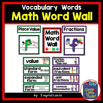Preview of Math  Vocabulary Word Wall Posters
