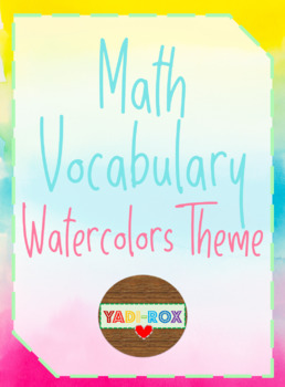Preview of Math Vocabulary Word Wall Posters – Watercolors