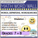 Math Vocabulary - Word Wall and Word Search
