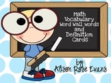 Math Vocabulary Word Wall words & definition cards