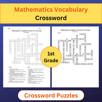 Preview of Math Vocabulary Words | Crossword Puzzles Activities | 1st Grade