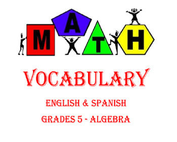 Preview of Math Vocabulary Words (English & Spanish): Grades 5 - Algebra